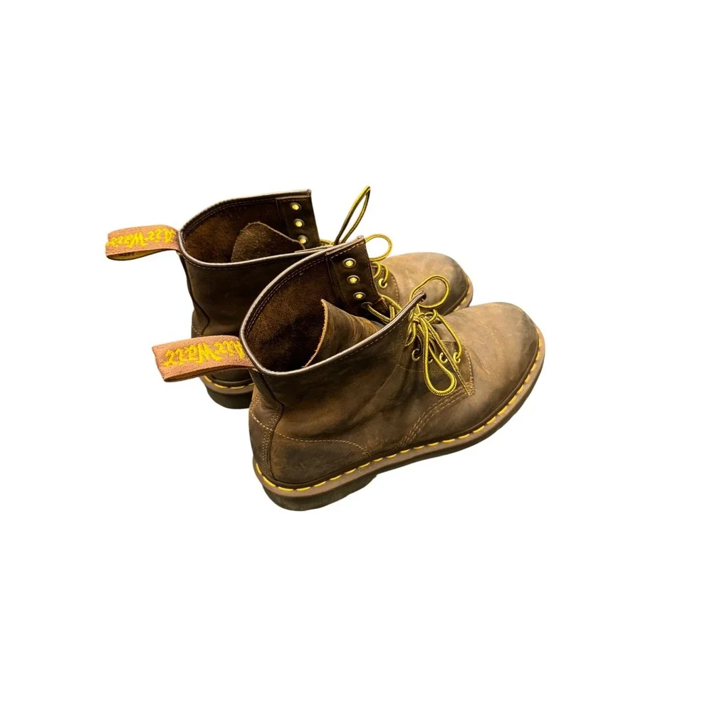 Dr. Martens 1460 Boots Mens 9 Brown Good Gaucho Crazy Horse Leather 8-Eye
